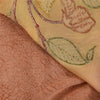 Sanskriti Vintage Peach/Yellow Sarees Pure Georgette Embroidered Sari 5yd Sustainable Fabric