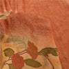 Sanskriti Vintage Peach/Yellow Sarees Pure Georgette Embroidered Sari 5yd Sustainable Fabric