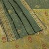 Sanskriti Vintage Indian Dark Green Sarees Pure Silk Hand Woven Sari 5+yd Fabric