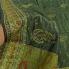 Sanskriti Vintage Indian Dark Green Sarees Pure Silk Hand Woven Sari 5+yd Fabric