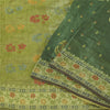 Sanskriti Vintage Indian Dark Green Sarees Pure Silk Hand Woven Sari 5+yd Fabric