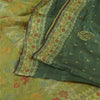Sanskriti Vintage Indian Dark Green Sarees Pure Silk Hand Woven Sari 5+yd Fabric
