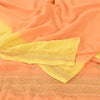 Sanskriti Vintage Sarees Orange Hand Beaded Zardozi Georgette Sari Craft Sustainable Fabric
