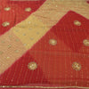 Sanskriti Vintage Red/Beige Sarees Pure Georgette Hand Beaded Sari Craft Sustainable Fabric