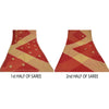 Sanskriti Vintage Red/Beige Sarees Pure Georgette Hand Beaded Sari Craft Sustainable Fabric