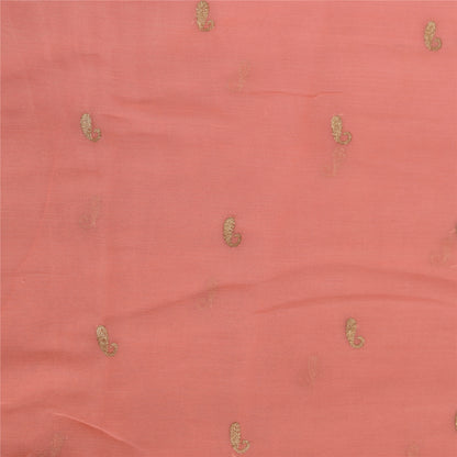 Sanskriti Vintage Sarees Peach Embroidery Pure Chiffon Silk Sari 6ydCraft Sustainable Fabric