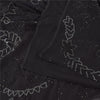 Sanskriti Vintage Black Sarees Pure Chiffon Silk Hand Beaded Sari Mukiesh Sustainable Fabric