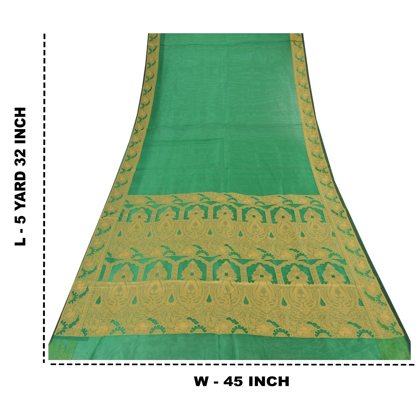 Sanskriti Vintage Indian Green Sarees Pure Silk Woven Premium Sari Craft Fabric