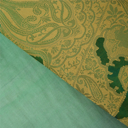 Sanskriti Vintage Indian Green Sarees Pure Silk Woven Premium Sari Craft Fabric