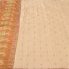 Sanskriti Vintage Golden/Ivory Sarees Pure Silk Hand Woven Sari 6yd Craft Sustainable Fabric