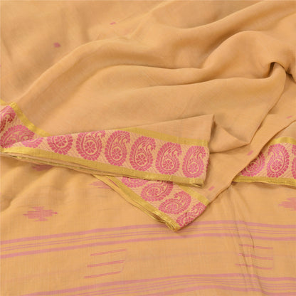 Sanskriti Vintage Gule Sarees Ren Bomuld Vævet Tant Premium Sari Håndværk Bæredygtigt Stoff