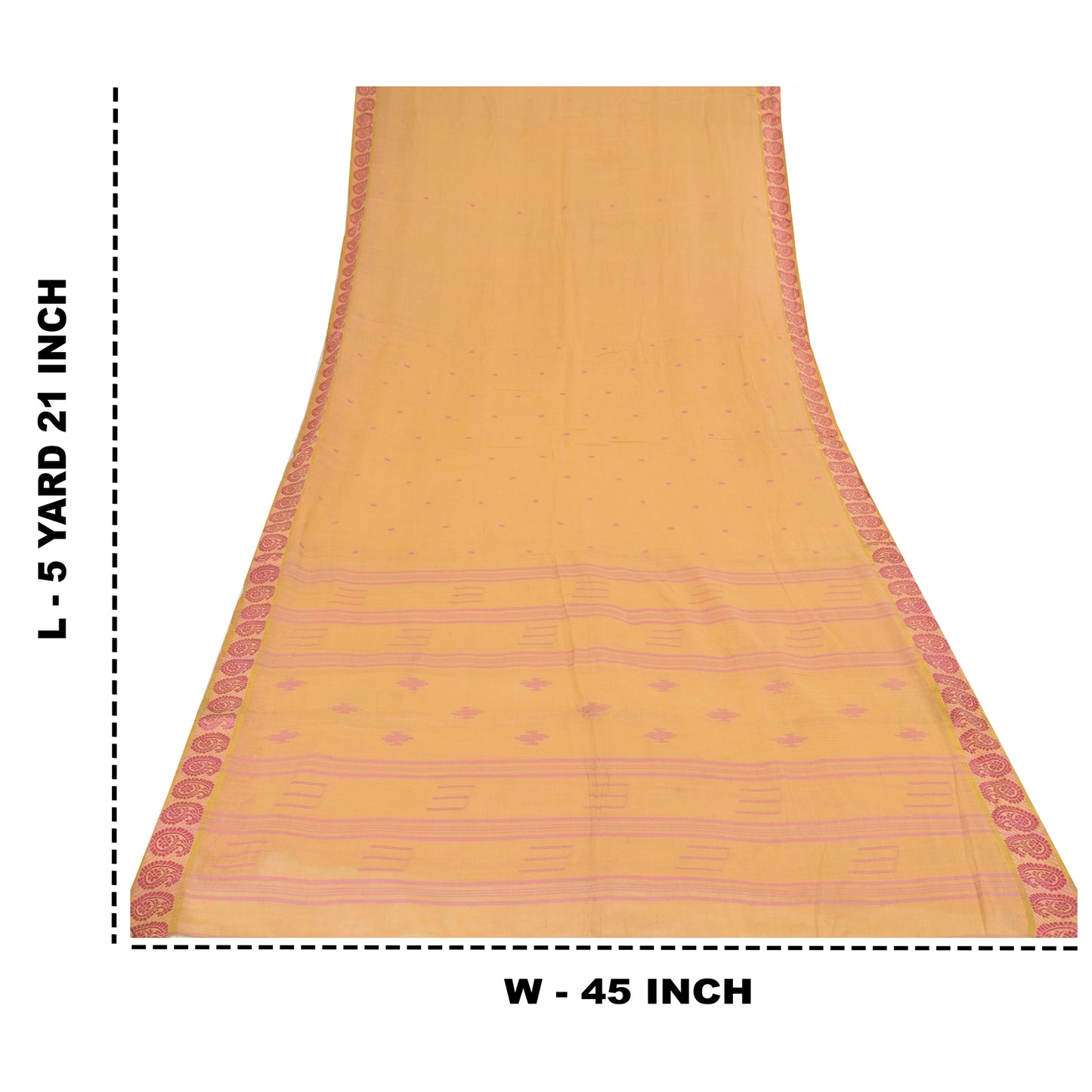 Sanskriti Vintage Gule Sarees Ren Bomuld Vævet Tant Premium Sari Håndværk Bæredygtigt Stoff