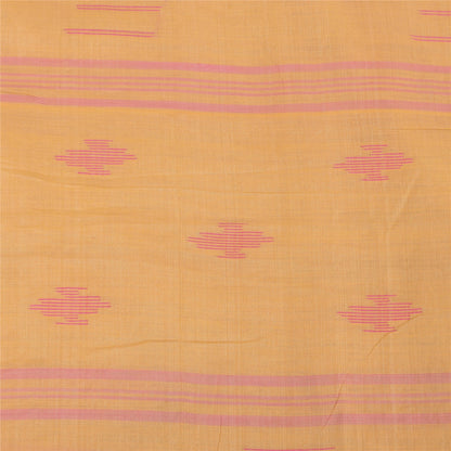 Sanskriti Vintage Gule Sarees Ren Bomuld Vævet Tant Premium Sari Håndværk Bæredygtigt Stoff