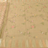 Sanskriti Vintage Indian Cream Sarees Blend Cotton Embroidered Sari Craft Sustainable Fabric