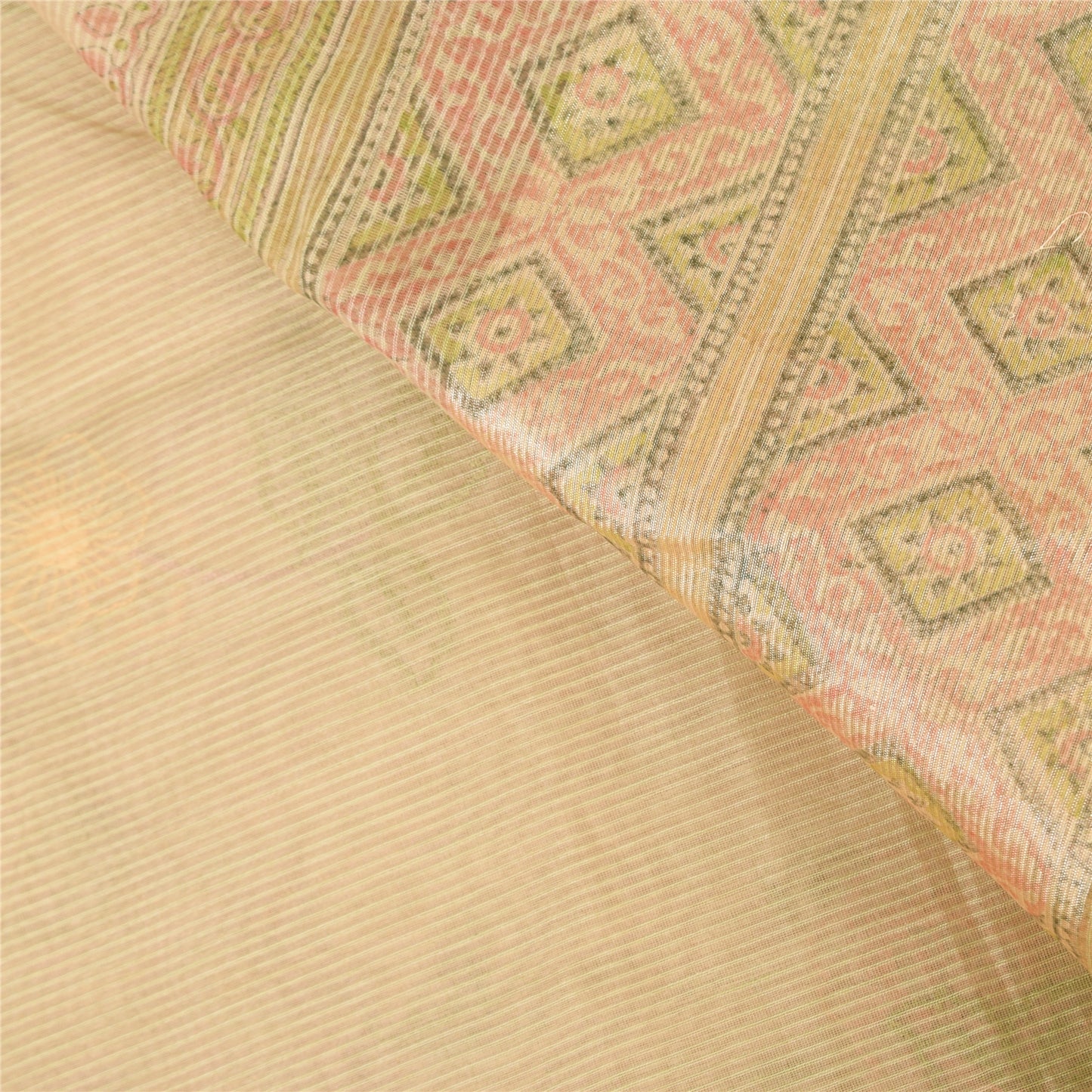 Sanskriti Vintage Indian Cream Sarees Blend Cotton Embroidered Sari Craft Sustainable Fabric