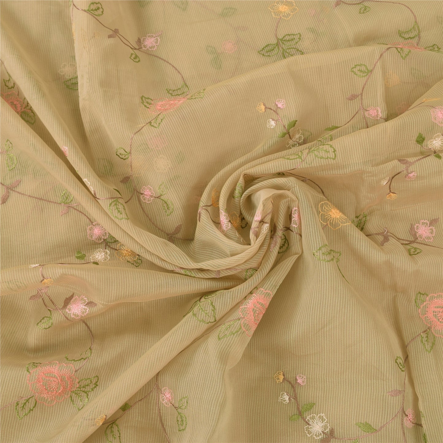 Sanskriti Vintage Indian Cream Sarees Blend Cotton Embroidered Sari Craft Sustainable Fabric