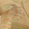 Sanskriti Vintage Indian Cream Sarees Blend Cotton Embroidered Sari Craft Sustainable Fabric