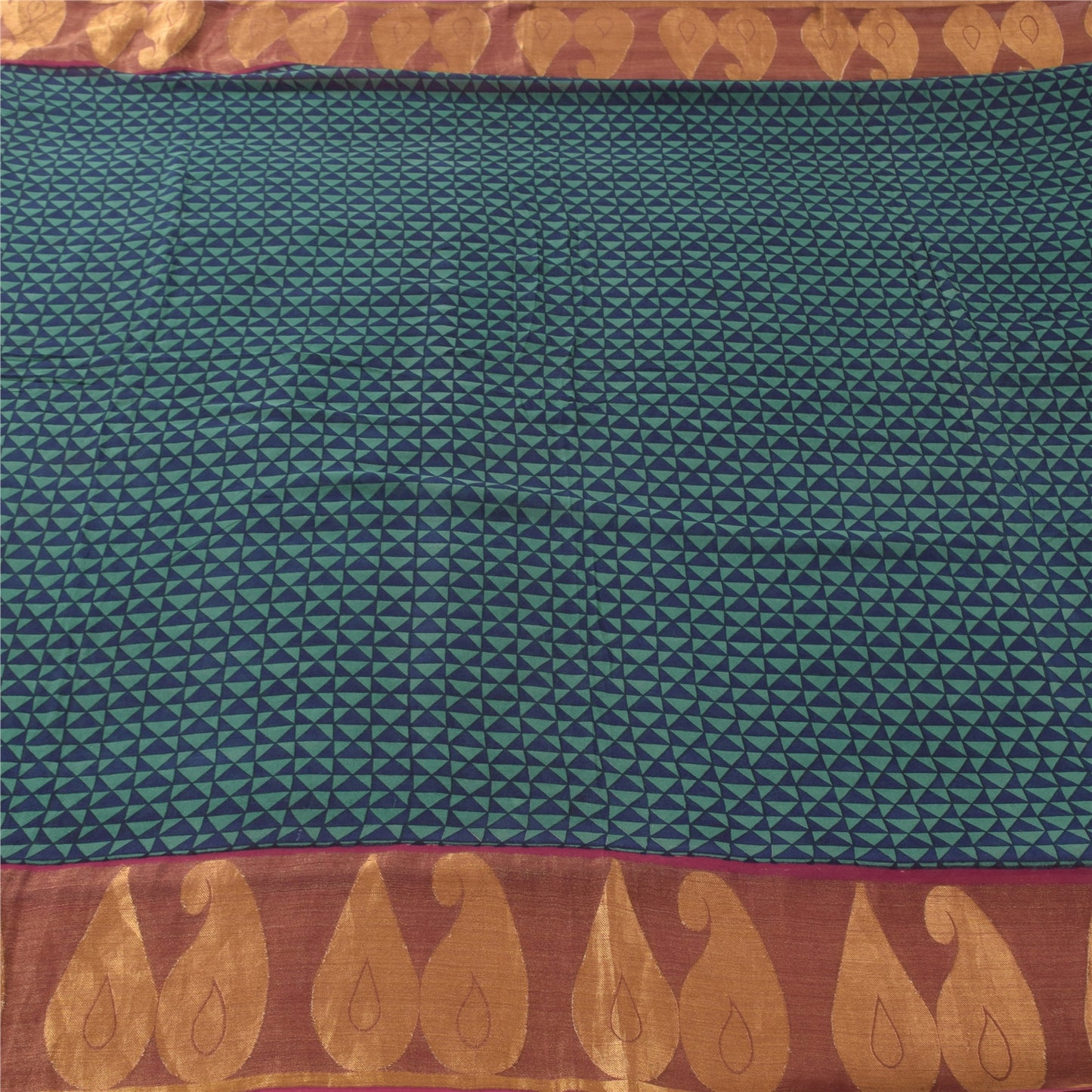 Sanskriti Vintage Blue/Green Sarees Pure Georgette Printed Woven Sari 5yd Sustainable Fabric