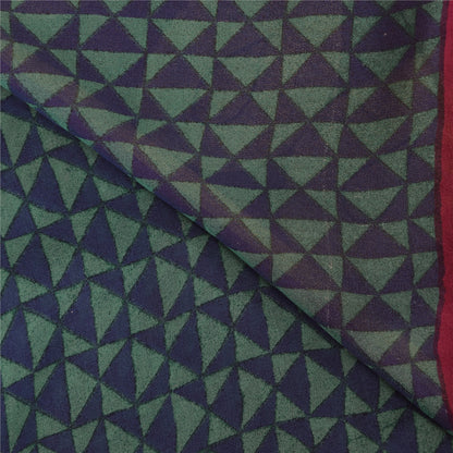 Sanskriti Vintage Blue/Green Sarees Pure Georgette Printed Woven Sari 5yd Sustainable Fabric