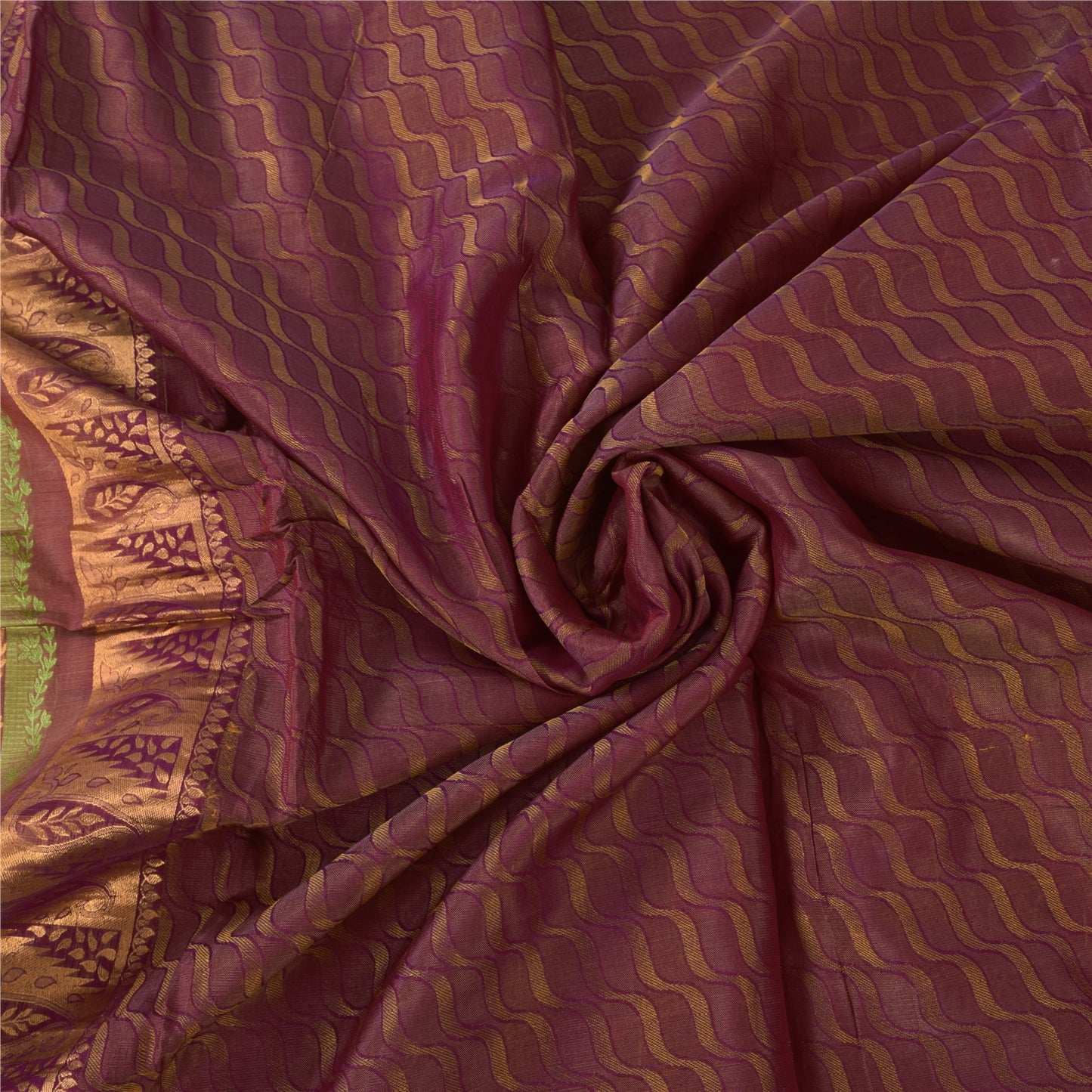 Санскритские винтажные фиолетовые сари из чистого шелка, тканые премиум-сари, 5,5+ ярдов, ремесленная экологичная ткань