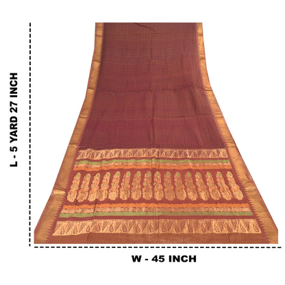 Санскритские винтажные фиолетовые сари из чистого шелка, тканые премиум-сари, 5,5+ ярдов, ремесленная экологичная ткань