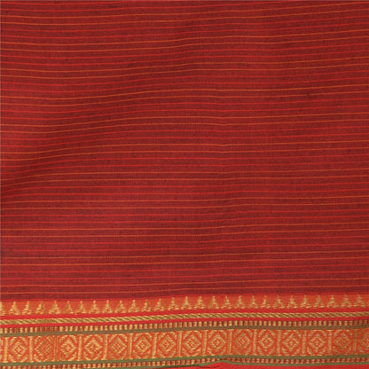 Sanskriti Vintage Red/Brown Sarees Pure Cotton Woven Premium Sari Craft Sustainable Fabric
