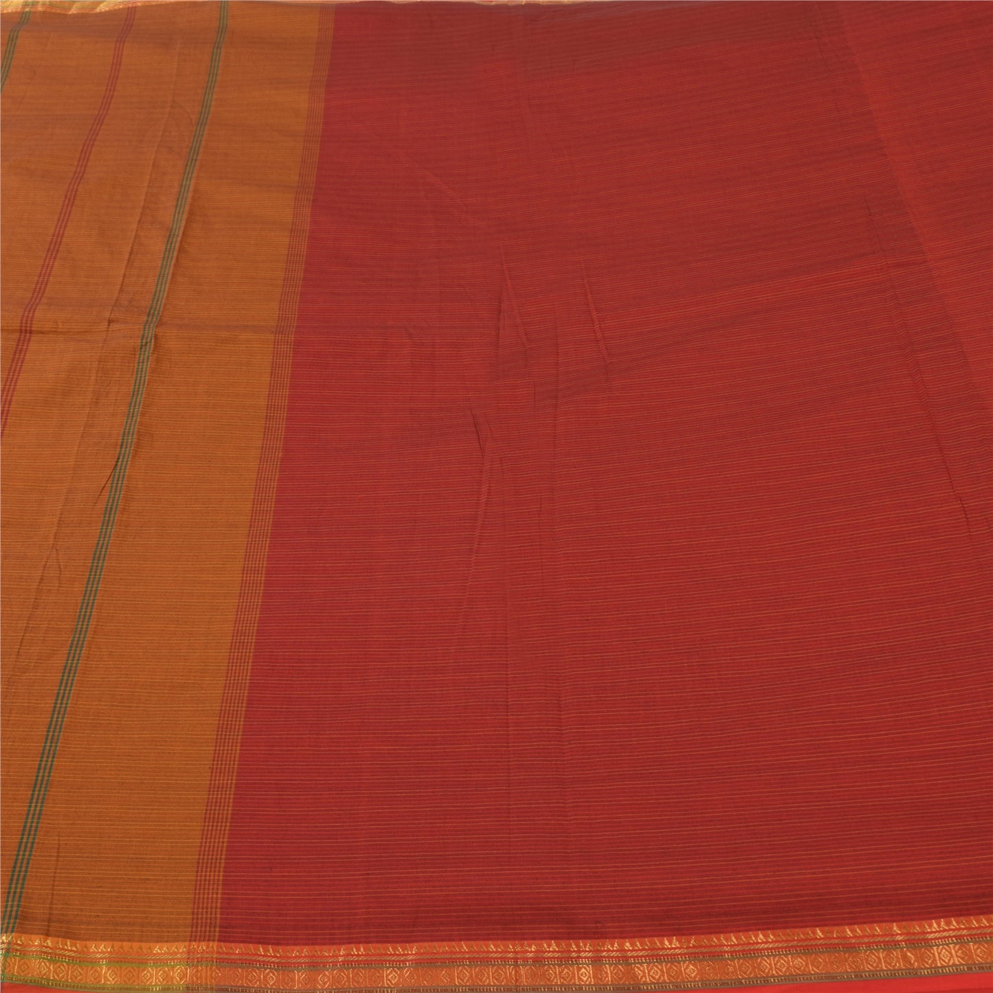 Sanskriti Vintage Red/Brown Sarees Pure Cotton Woven Premium Sari Craft Sustainable Fabric