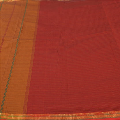 Sanskriti Vintage Red/Brown Sarees Pure Cotton Woven Premium Sari Craft Sustainable Fabric