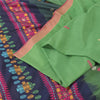 Sanskriti Vintage Dark Blue/Green Sarees Pure Cotton Woven Premium Sari Sustainable Fabric