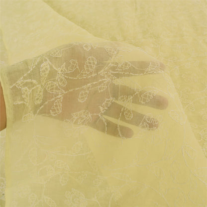 Sanskriti Vintage Ivory Sarees Art Silk Hand Embroidered Chikankari Sari Sustainable Fabric