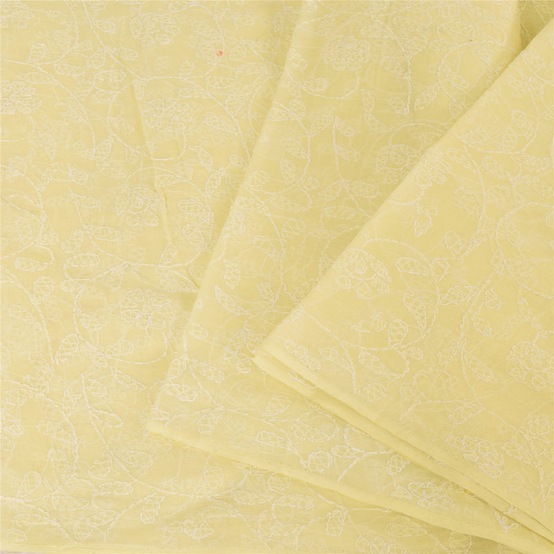 Sanskriti Vintage Ivory Sarees Art Silk Hand Embroidered Chikankari Sari Sustainable Fabric