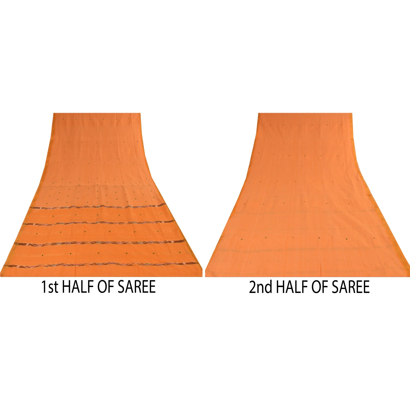 Sanskriti Vintage Mustard Sarees Pure Cotton Ikat Woven Ethnic Sari Craft Sustainable Fabric