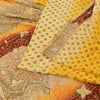 Sanskriti Vintage Yellow Sarees Pure Crepe Hand Beaded Bandhani Sari 5+yd Sustainable Fabric