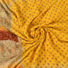 Sanskriti Vintage Yellow Sarees Pure Crepe Hand Beaded Bandhani Sari 5+yd Sustainable Fabric