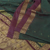 Sanskriti Vintage Dark Green/Purple Sarees Pure Silk Woven Premium Sari Sustainable Fabric