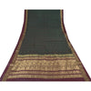 Sanskriti Vintage Dark Green/Purple Sarees Pure Silk Woven Premium Sari Sustainable Fabric
