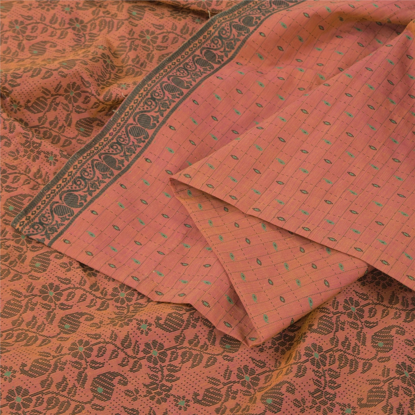 Sanskriti Vintage Indian Brown Sarees Pure Cotton Woven Ethnic Sari Craft Sustainable Fabric