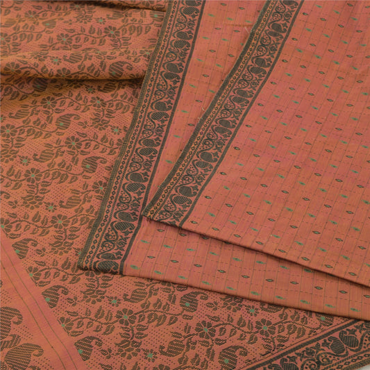 Sanskriti Vintage Indian Brown Sarees Pure Cotton Woven Ethnic Sari Craft Sustainable Fabric