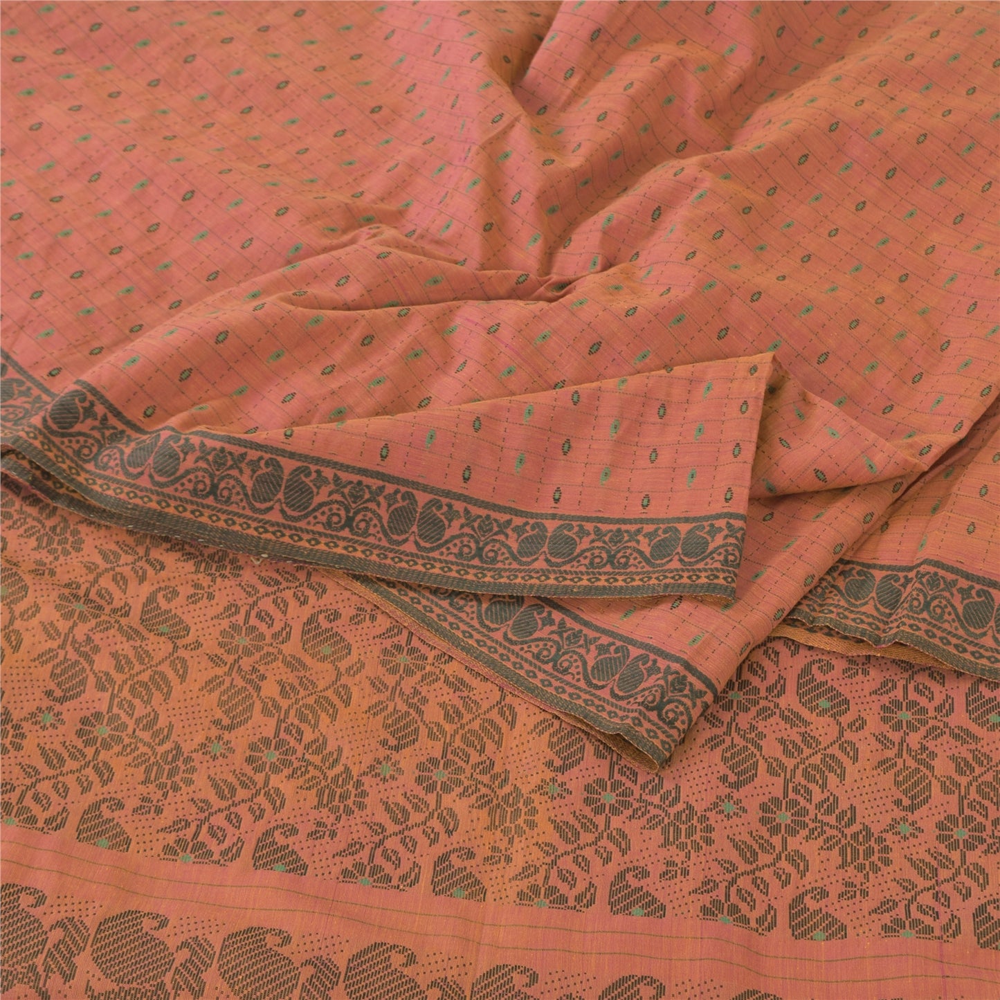 Sanskriti Vintage Indian Brown Sarees Pure Cotton Woven Ethnic Sari Craft Sustainable Fabric