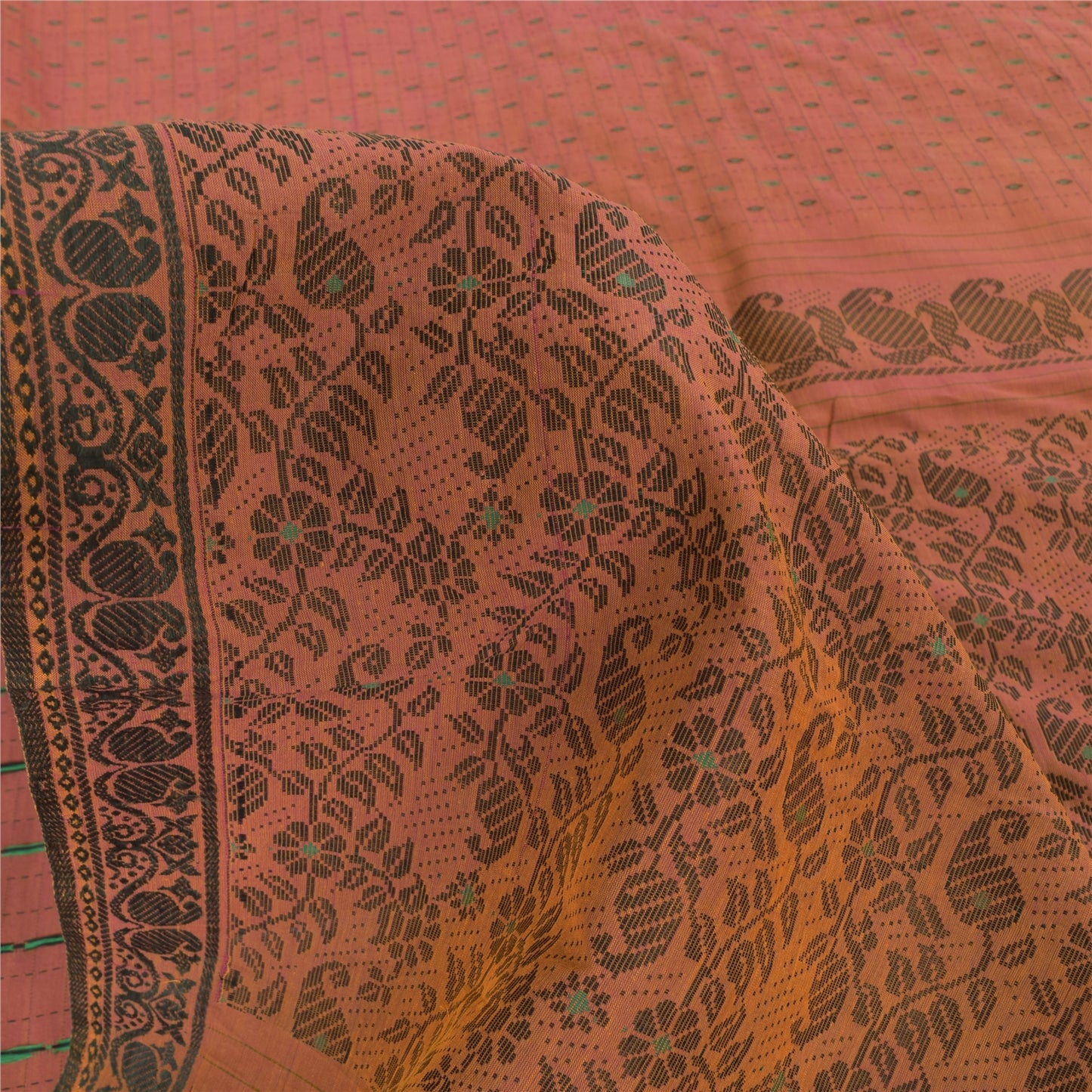 Sanskriti Vintage Indian Brown Sarees Pure Cotton Woven Ethnic Sari Craft Sustainable Fabric