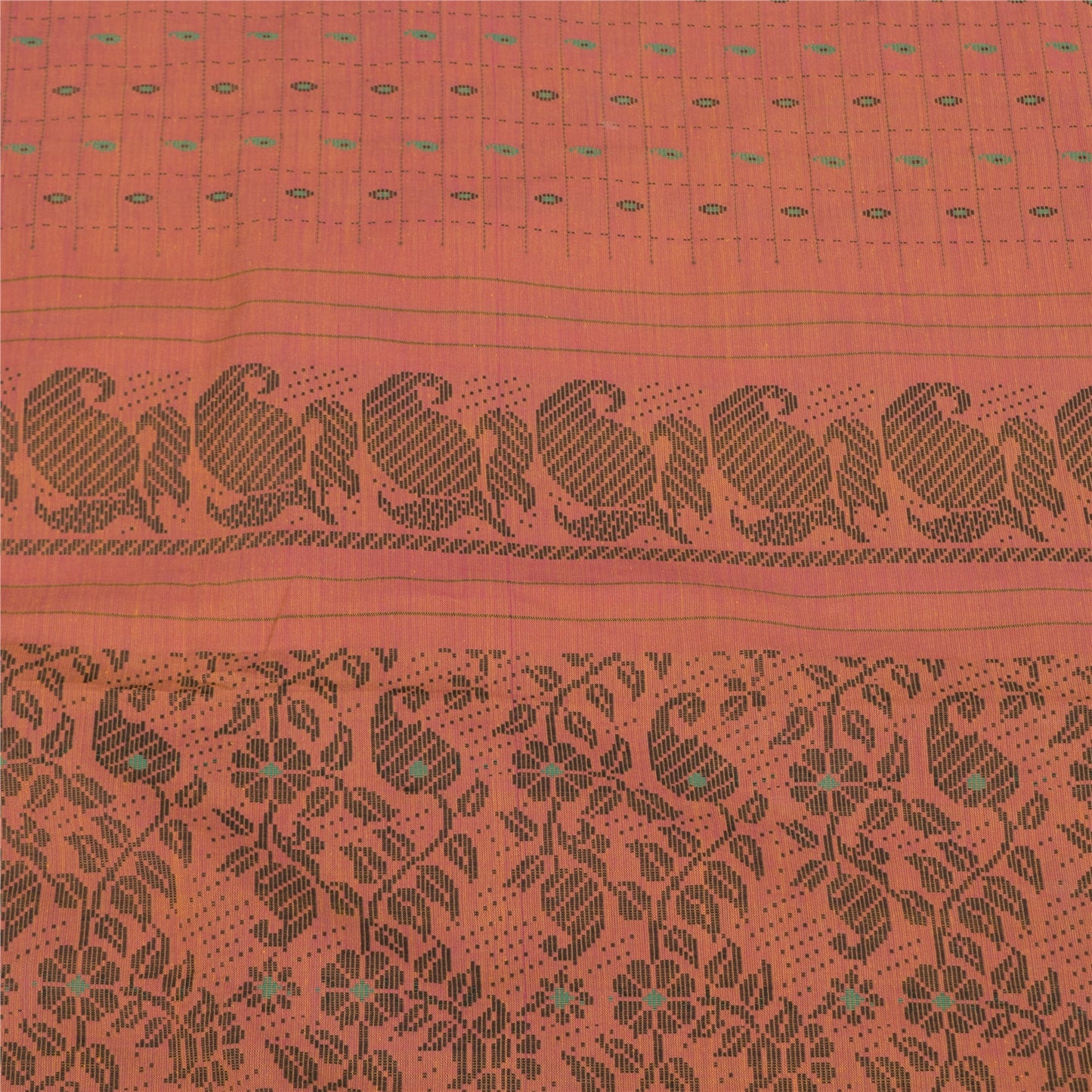 Sanskriti Vintage Indian Brown Sarees Pure Cotton Woven Ethnic Sari Craft Sustainable Fabric