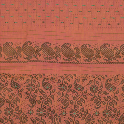 Sanskriti Vintage Indian Brown Sarees Pure Cotton Woven Ethnic Sari Craft Sustainable Fabric