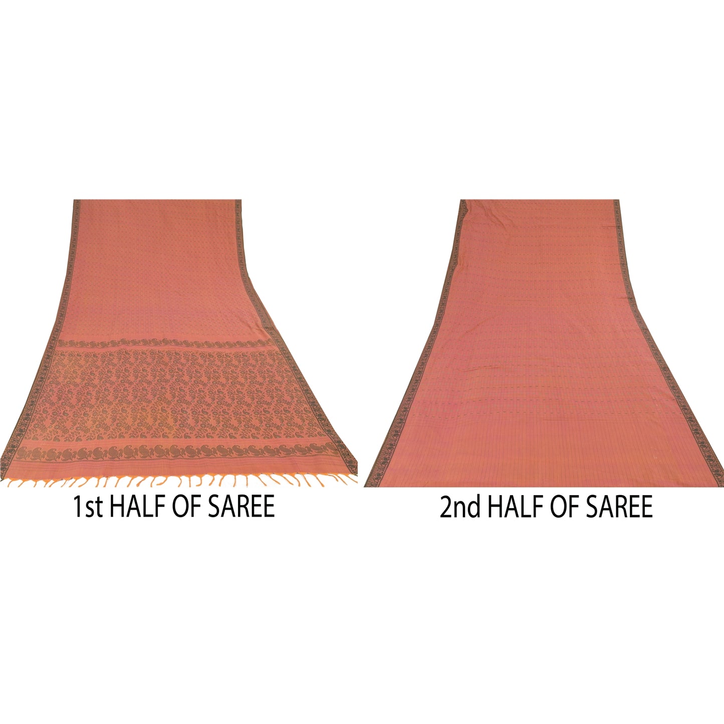 Sanskriti Vintage Indian Brown Sarees Pure Cotton Woven Ethnic Sari Craft Sustainable Fabric