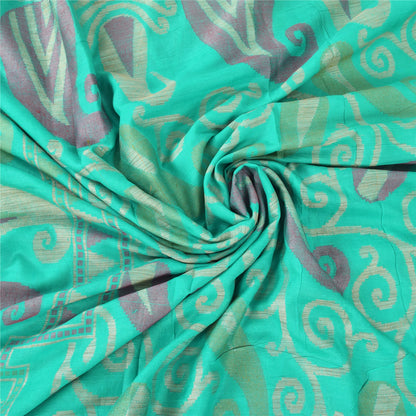 Sanskriti Vintage Indian Cyan Sarees Pure Silk Woven Ethnic Sari 5ydCraft Sustainable Fabric