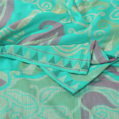 Sanskriti Vintage Indian Cyan Sarees Pure Silk Woven Ethnic Sari 5ydCraft Sustainable Fabric