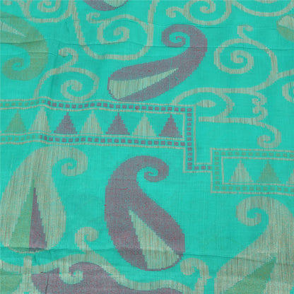 Sanskriti Vintage Indian Cyan Sarees Pure Silk Woven Ethnic Sari 5ydCraft Sustainable Fabric