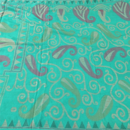 Sanskriti Vintage Indian Cyan Sarees Pure Silk Woven Ethnic Sari 5ydCraft Sustainable Fabric