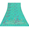Sanskriti Vintage Indian Cyan Sarees Pure Silk Woven Ethnic Sari 5ydCraft Sustainable Fabric