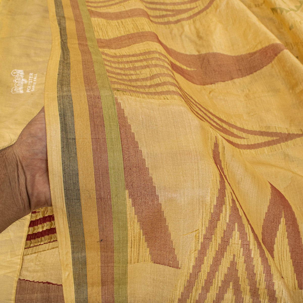 Sanskriti Vintage Tant Jacquared Woven Saree Pure Silk Beige Sari Craft Fabric