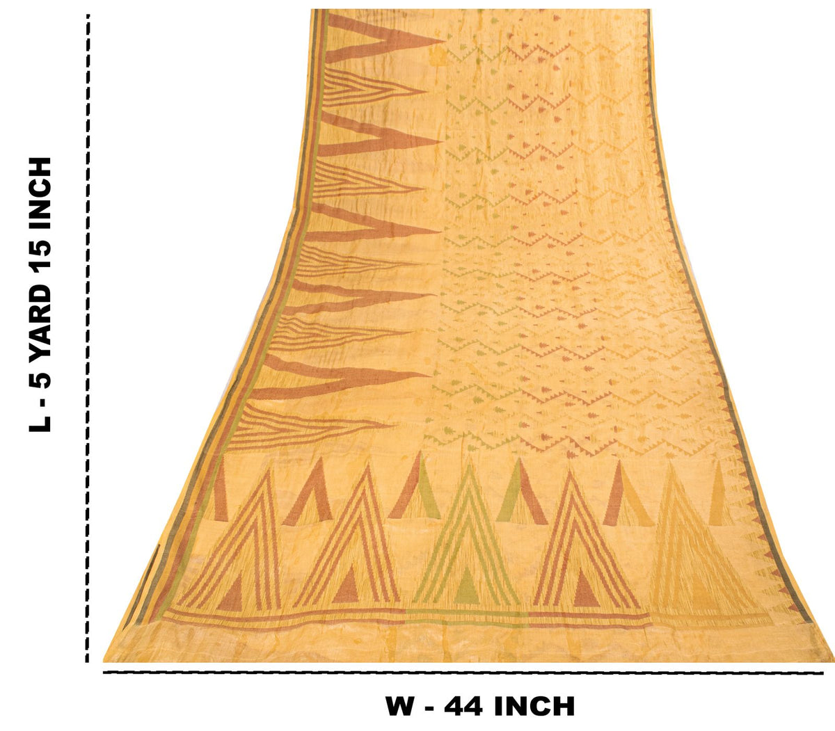 Sanskriti Vintage Tant Jacquared Woven Saree Pure Silk Beige Sari Craft Fabric